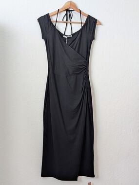 NWT Reformation Black Knit Kirah Midi Dress Black Sz Small
